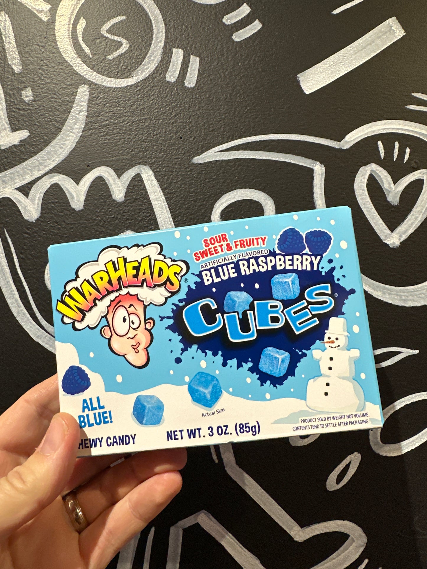 Warheads blue raspberry cubes